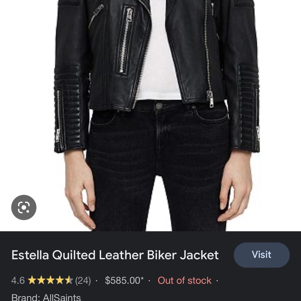 Estella All Saints Leather Jacket SIZE 00 US, but fits like 0 US